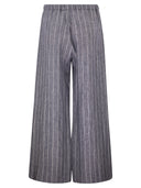S Maxmara Smmcresta Denim Effect Pinstriped Linen Trousers