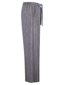 S Maxmara Smmcresta Denim Effect Pinstriped Linen Trousers