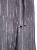 S Maxmara Smmcresta Denim Effect Pinstriped Linen Trousers