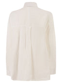 S Maxmara Smmgala Linen Shirt With Fluid Silhouette And Patch Pocket