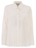 S Maxmara Smmgala Linen Shirt With Fluid Silhouette And Patch Pocket