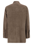 S Maxmara Smmelodia トップステッチ付きスエード ジャケット