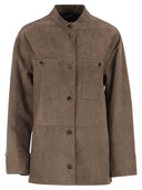 S Maxmara Smmelodia トップステッチ付きスエード ジャケット