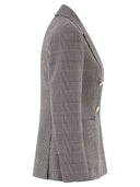 Maxmara Mxmaccordo Double Breasted Prince Of Wales Virgin Wool Blazer