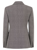 Maxmara Mxmaccordo Double Breasted Prince Of Wales Virgin Wool Blazer