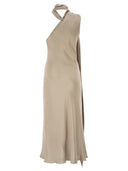 Maxmara Mxevasto One Shoulder Long Dress In Pure Silk