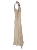 Maxmara Mxevasto One Shoulder Long Dress In Pure Silk