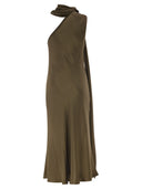 Maxmara Mxevasto One Shoulder Long Dress In Pure Silk