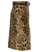Maxmara Studio Mstfalange – Leopard Print Midi Skirt With Belt