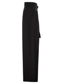 Maxmara Studio Mstserio – Wide Leg Pure Wool Trousers With Belt