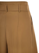 Maxmara Studio Mstserio – Wide Leg Pure Wool Trousers With Belt