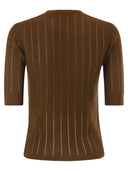 Maxmara Studio Mstragno – Slim Fit Silk And Wool Ribbed Knit Top