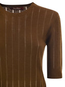 Maxmara Studio Mstragno – Slim Fit Silk And Wool Ribbed Knit Top