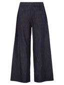 S Maxmara Stmjour Wide Leg Cotton Denim Trousers With Drawstring Waist