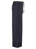 S Maxmara Stmjour Wide Leg Cotton Denim Trousers With Drawstring Waist