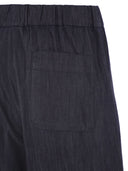 S Maxmara Stmjour Wide Leg Cotton Denim Trousers With Drawstring Waist
