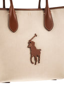 Polo Ralph Lauren Medium Bellport Tote Bag In Canvas And Leather