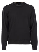 Boss - Pull coupe classique en laine vierge avec logo brodé