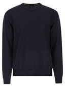 Boss - Pull coupe classique en laine vierge avec logo brodé