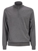 Boss Virgin Wool Jumper With Zip Collar