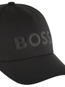 Boss Green Cap med gummiert logo i teknisk twill