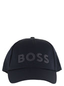 Boss Green Cap With Rubberised Logo In Technical Twill