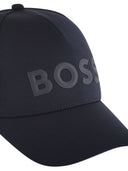 Boss Green Cap With Rubberised Logo In Technical Twill