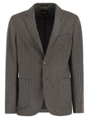 Boss - Blazer coupe slim en flanelle stretch rayée