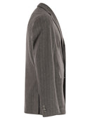 Boss - Blazer coupe slim en flanelle stretch rayée