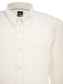 Boss Pure Linen Regular Fit Shirt With Button Down Collar