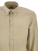 Boss Pure Linen Regular Fit Shirt With Button Down Collar