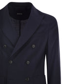 Boss Double Breasted Blazer In Virgin Wool