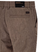 Boss Linen Blend Chino Trousers With Drawstring In Modern Regular Fit