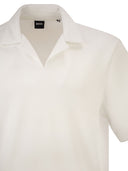 Boss Textured Cotton Polo Shirt With Open Collar