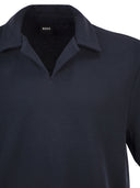 Boss Textured Cotton Polo Shirt With Open Collar