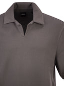 Boss Textured Cotton Polo Shirt With Open Collar