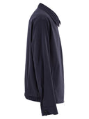 Boss Wool Blend Lightweight Jacket With Zip And Micro Textured Finish