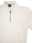 Boss Linen And Viscose Polo Shirt With Zip And Contrast Trims