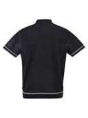 Boss Linen And Viscose Polo Shirt With Zip And Contrast Trims