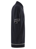 Boss Linen And Viscose Polo Shirt With Zip And Contrast Trims