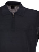 Boss Linen And Viscose Polo Shirt With Zip And Contrast Trims