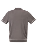 Boss Linen And Viscose Polo Shirt With Zip And Contrast Trims