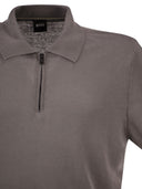 Boss Linen And Viscose Polo Shirt With Zip And Contrast Trims