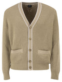 Boss Ribbed Cotton Cardigan With Contrast Buttons