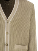 Boss Ribbed Cotton Cardigan With Contrast Buttons