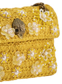 Kurt Geiger Kensington Woven Bag With Jewel Floral Embellishments