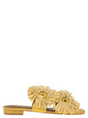 Kurt Geiger Jewel Flat Sandals In Raffia With Floral Embellishments