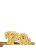 Kurt Geiger Jewel Flat Sandals In Raffia With Floral Embellishments