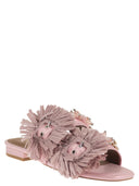 Kurt Geiger Jewel Flat Sandals In Raffia With Floral Embellishments