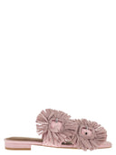 Kurt Geiger Jewel Flat Sandals In Raffia With Floral Embellishments